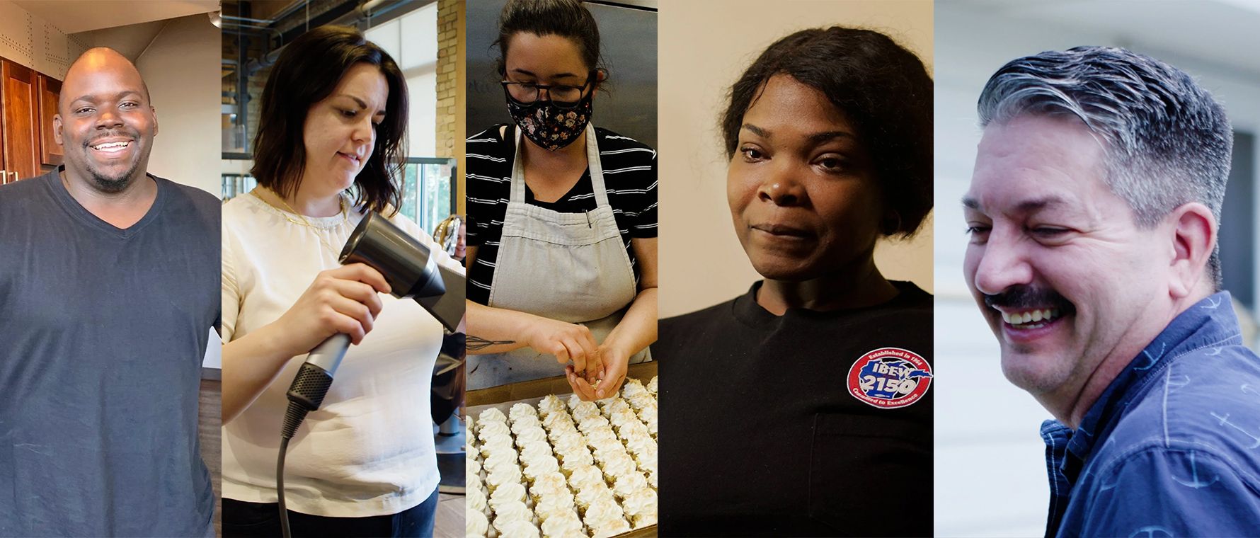 Five of the workers featured in Out of Reach